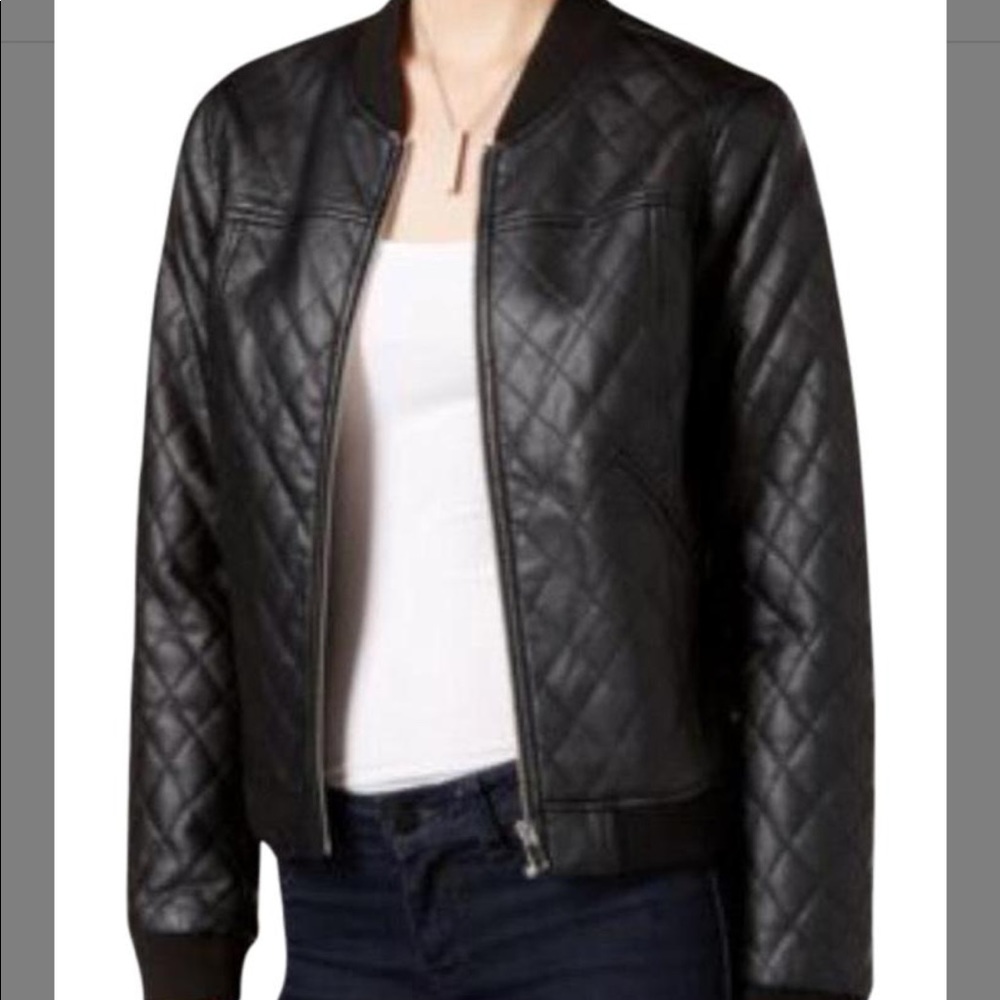 Bar III Quilted Faux Leather Jacket